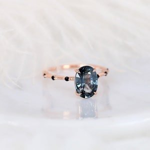 2.49ct Ready to Ship Alix 14kt Rose Gold Chrome Purple Spinel & Sapphire Dainty Oval Solitaire Ring,Minimalist Unique Oval Ring