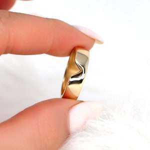 Cici 5.5mm 14kt Gold Cigar Band,Unique Cigar Ring,Wide Band,Nesting Ring,Cut Out Ring,Cigar Band,Gold Wide Ring,Gold Wedding Ring