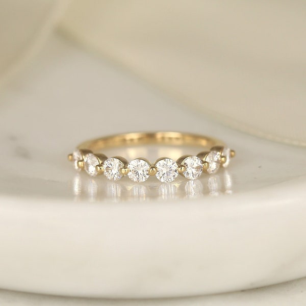 Matching Band to Brooklyn 14kt Gold Moissanite HALFWAY Eternity Ring,Floating Diamond Ring,Dainty Diamond Ring,Anniversary Gift,Gift For Her