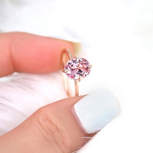 2,83ct Rosalita 14kt Roségold Rosa Spinell Drachen Set Oval Solitär Ring, einzigartiger minimalistischer ovaler Verlobungsring, zierlicher ovaler Ring, erröten Ring