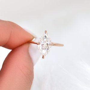 2.80ct Raven 14x7mm 14kt Gold Moissanite Dainty Talon Prong Marquise Solitaire Ring,Minimalist Marquise Ring,Unique Marquise Engagement Ring