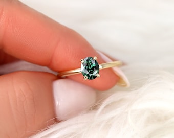 1.32ct Ready to Ship Dakota 14kt Gold Teal Sapphire Oval Solitaire Ring,Oval Engagement Ring,Sapphire Ring,September Birthstone,Gift For Her