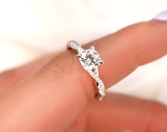 超美品✨最高級6カラットモアッサナイト　DカラーFLエンゲージリング ソリテール ユニークなリーフリング モアッサナイトエンゲージリング 小枝の枝