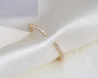 Ofelia 14kt Diamond Open Cuff Ring,Dainty Stacking Ring, Minimalist Open Ring,Diamond Pave Ring,Unique Wedding Ring,Petite Diamond Ring