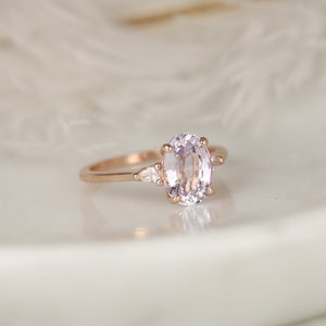 2.80ct Ready to Ship Petite Emery 14kt Rose Gold Blush Peach Sapphire Diamond Three Stone Ring,Sapphire Ring,Anniversary Ring,September Gift