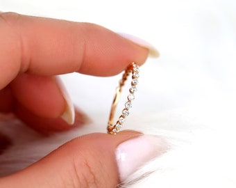 Petite Naomi 14kt Gold Diamond ALMOST Eternity Ring,Dainty Diamond Ring,Minimalist Ring,Anniversary Gift,Single Prong Ring,Push Present