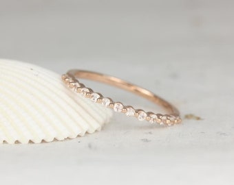 Ultra Petite Naomi 14kt Rose Gold White Sapphire HALFWAY Eternity Ring,Single Prong Ring,Floating Diamond Ring,Push Present,Birthday Gift