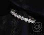 Rosados Box Ready to Ship Original Bubbles 2.8mm 14kt WHITE Gold Round Diamond Bezel WITH Milgrain FULL Eternity Band