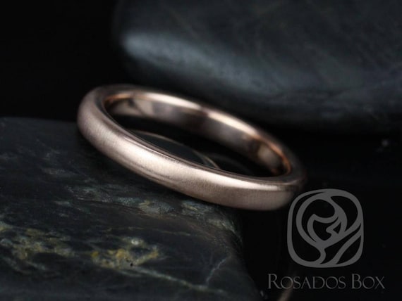 Dax 3mm 14kt Rose Gold Rounded Pipe Matte or High Finish Band (Chic Classics Collection)