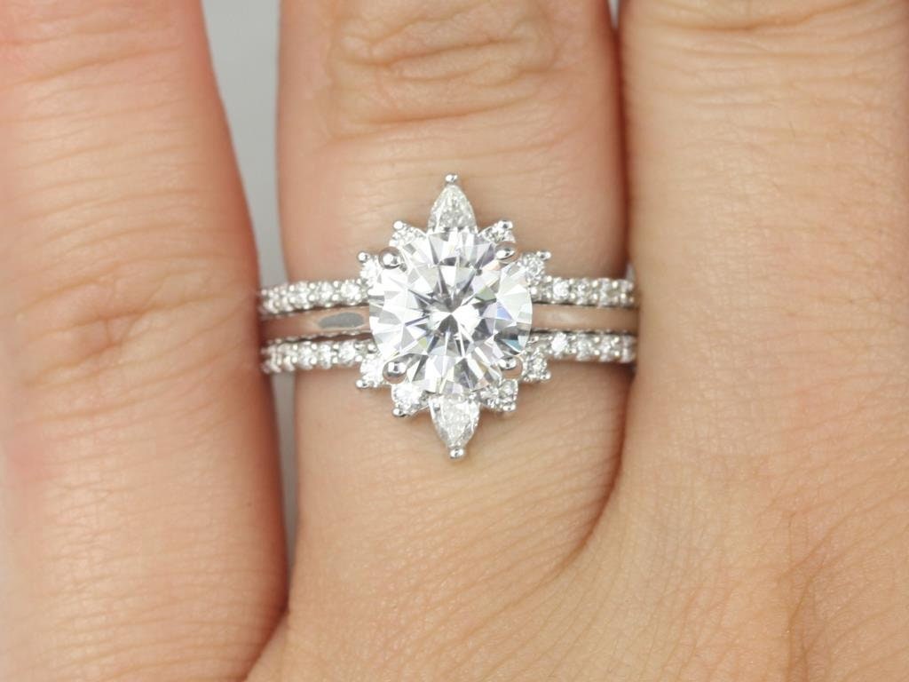 Vintage Hidden Halo Moissanite Ladies Ring, Anniversary Gift, 1.25CT Round  7mm Lab Diamond Wedding Ring, Simulated Diamond Engagement Ring - Etsy