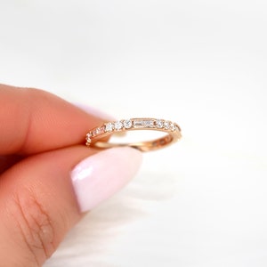 Gabriella 14kt Gold WITH Milgrain Art Deco Diamond ALMOST Eternity Ring,Diamond Wedding Ring,Unique Wedding Ring,Stacking Ring image 8