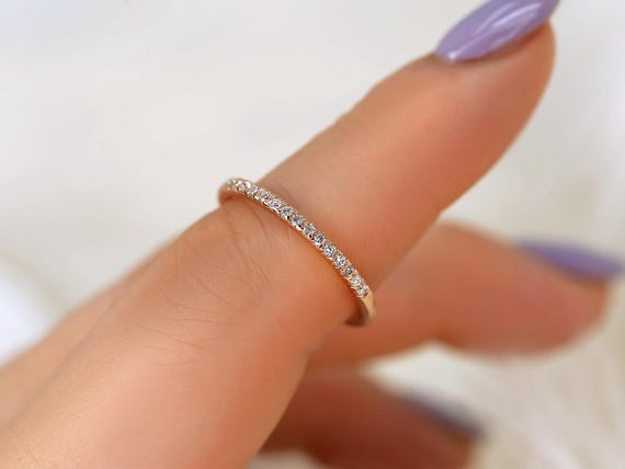 14kt Matching Band to Callie/Becca Micropave Diamonds HALFWAY Band,Diamond Ring,Stacking Ring,Anniversary Gift,Wedding Ring,Diamond Band