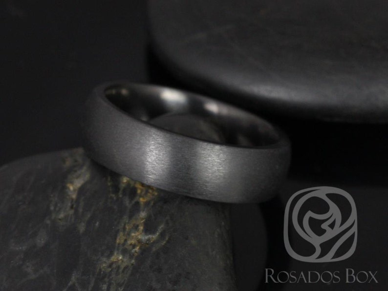 Rosados Box Mason 7mm Matte Black Zirconium Classic Plain Band