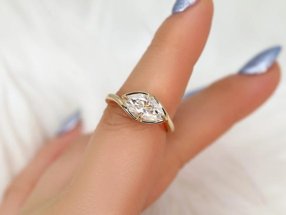 1.50ct Scully 14kt Diamond East West Marquise Solitaire Ring,Chunky Marquise Ring,Marquise Diamond Engagement Ring,Minimalist Sideways Band