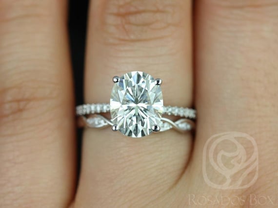 3ct Darcy 10x8mm & Ember 14kt Moissanite Diamond Oval Solitaire Bridal Set,Oval Cut Ring Set,Oval Engagement Ring set,Unique Wedding Ring