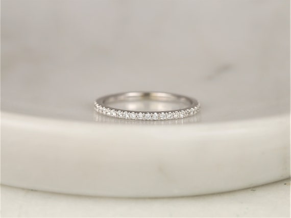 14kt Solid Gold Dainty Diamond French Pave Glitter Pave Matching Band to Viviana ALMOST Eternity Ring,Rosados Box