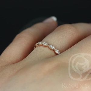 14kt Matching Band Christie/Katya/Samantha WITHOUT Milgrain Diamond HALFWAY Eternity Ring,Scalloped Diamond Ring,Art Deco Ring,Unique Ring image 3