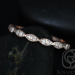 14kt Matching Band Christie/Katya/Samantha WITHOUT Milgrain Diamond HALFWAY Eternity Ring,Scalloped Diamond Ring,Art Deco Ring,Unique Ring image 4