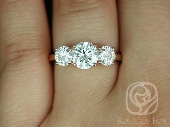 1.25ct Robyn 7mm 14kt Gold Moissanite Three Stone Round Engagement Ring,Minimalist Ring,3 Stone Ring,Moissanite Ring,Anniversary Gift