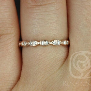 14kt Matching Band Christie/Katya/Samantha WITHOUT Milgrain Diamond HALFWAY Eternity Ring,Scalloped Diamond Ring,Art Deco Ring,Unique Ring image 1