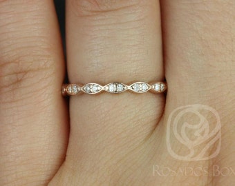 14kt Matching Band Christie/Katya/Samantha WITHOUT Milgrain Diamond HALFWAY Eternity Ring,Scalloped Diamond Ring,Art Deco Ring,Unique Ring