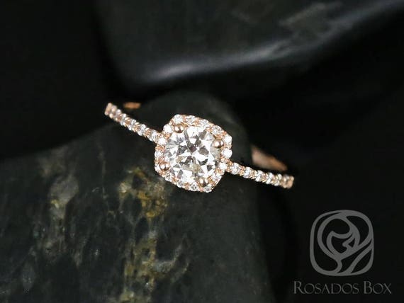 Barra 1/2ct 14kt Rose Gold Round Diamond Cushion Halo Engagement Ring