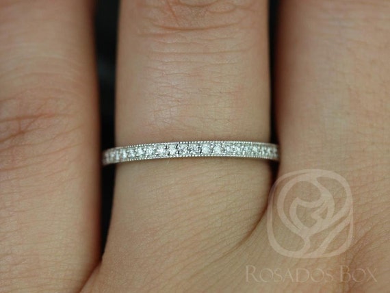 Victoria 14kt Gold WITH Milgrain Pave Diamonds ALMOST Eternity Ring,Diamond Ring,Diamond Eternity Ring,Wedding Ring,Anniversary Gift