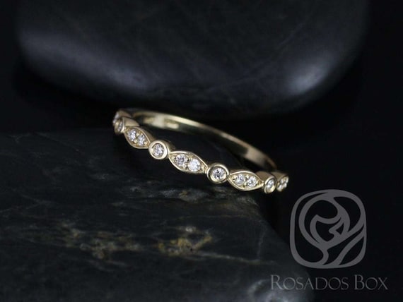 14kt Yellow Gold Ready to Ship Matching Band to Quinn Diamonds WITHOUT Milgrain Pave Art Deco HALFWAY Eternity Ring Ring