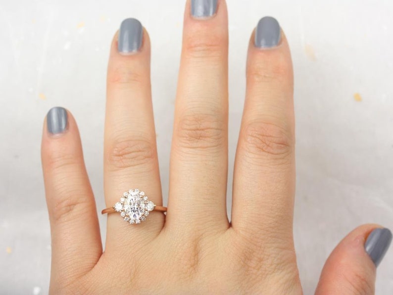 1 50cts Britney 8x6mm 14kt Rose Gold Forever One Moissanite Etsy