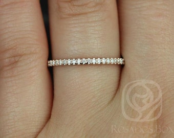 Anillo de oro rosa de 14 kt a juego con diamantes pavé de Jessica ALMOST Eternity, anillo de eternidad de diamantes, anillo de diamantes, anillo pequeño con pavé, anillo delicado