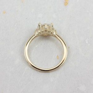 2ct Kylie 8mm 14kt Gold Moissanite Diamond Round Half Halo Ring,Round Engagement Ring,Unique Halo Ring,Asymmetrical Halo Ring,Anniversary image 5