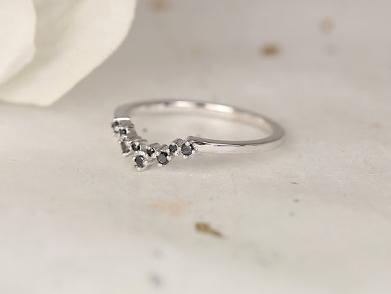 Remy 14kt Dainty Crown Tiara Scattered Cluster Ring,Black Diamond Ring,Stacking Ring,Unique Nesting Ring,Diamond Wedding Ring,Gift For Her
