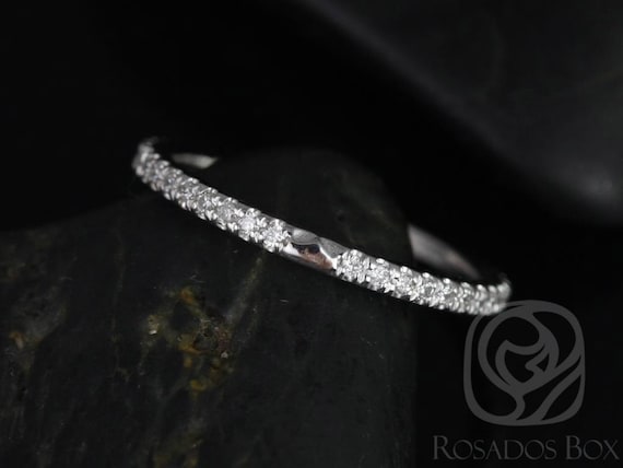 Thin Diamond Notched Band to Eloise 8mm ALMOST Eternity Ring,14kt White Gold