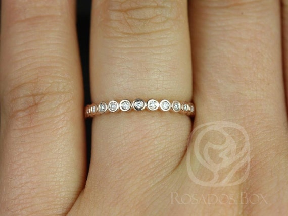 Petite Bubbles 14kt WITHOUT Milgrain Diamond ALMOST Eternity Ring,Dainty Ring,Bezel Set Ring,Anniversary Ring,Diamond Ring,Stacking Ring