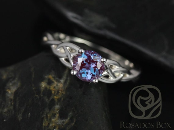 Cassidy 6mm 14kt Solid White Gold Alexandrite Dainty Celtic Love