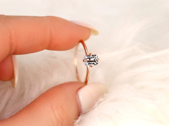 0.75ct Ready to Ship Ruth 14kt Gold Gray Spinel Solitaire Ring,Emerald Cut Engagement Ring,Unique Spinel Ring,Push Present,Gift For Her