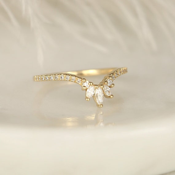 Ariana 14kt Gold Diamonds Chevron Ring,Tiara Crown Ring,Curved Ring,Unique Nesting Ring,Stacking Ring,Marquise Wedding Ring,Gift For Her