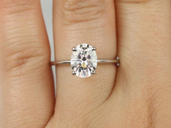 2ct Skinny Rhonda 9x7mm 14kt Gold Moissanite Dainty 4 Prong Cathedral Oval Ring,Oval Engagement Ring,Minimalist Oval Solitaire