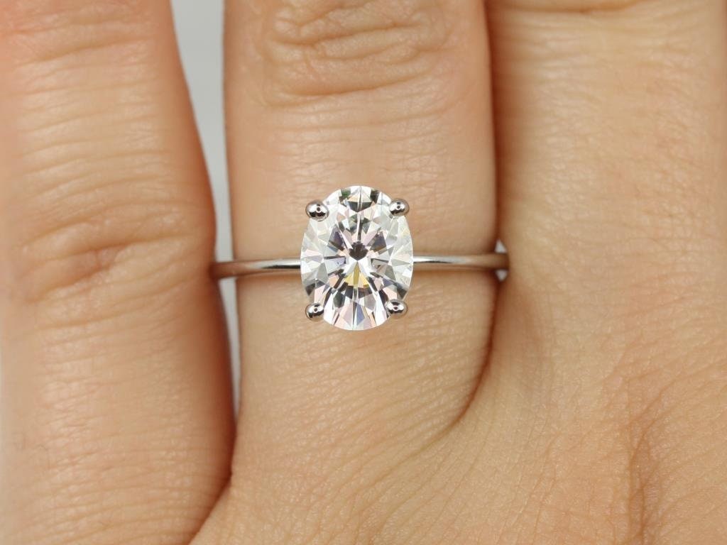 Cathedral Flat Band Square Moissanite Ring In 950 Platinum