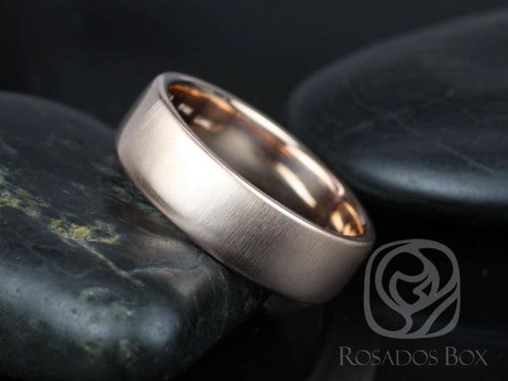 Dax 7mm 14kt Rose Gold Rounded Pipe Matte or High Finish Band (Chic Classics Collection)