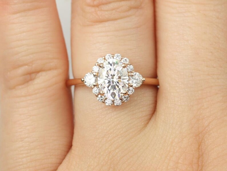 1 50cts Britney 8x6mm 14kt Rose Gold Forever One Moissanite Etsy