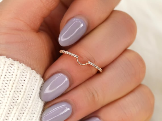 14kt Matching Band to Bridgette/Britney 6x4mm Diamond HALFWAY Eternity Ring,Matching Diamond Band,Curved Band,Nesting Ring,Shadow Band