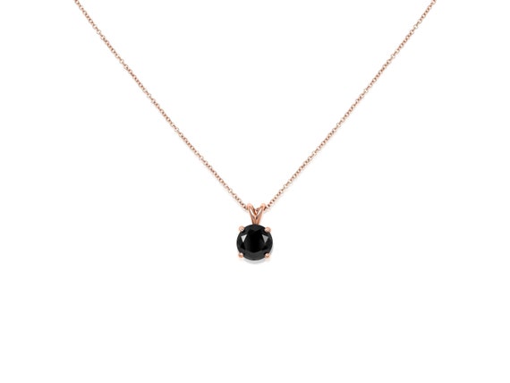 Donna 8mm 14kt Rose Gold Black Onyx Solitaire Necklace,Unique Black Onyx Necklace,Gift For Her,Anniversary Gift,Birthday Gift