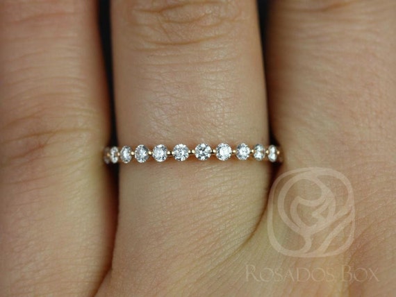 Ready to Ship 14kt Rose Gold Petite Naomi Lab Grown Diamond HALFWAY Eternity Ring,Single Prong Ring,Minimalist Ring,Diamond Wedding Ring