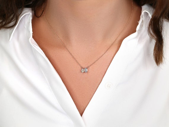 1ct Gemini 14kt Moissanite Toi Et Moi Necklace,Cluster Necklace,Gift For Her,Unique Necklace,Moissanite Necklace,Layering Necklace,Birthday