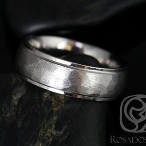 Roc 7mm Cobalt Half Round Raised Edge Hammered Duo Finish Band