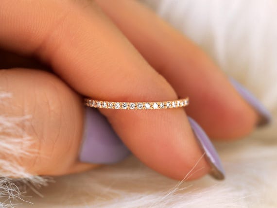 14kt Matching Band to Heidi/ Hillary French Pave Diamond HALFWAY Eternity Ring,Pave Diamond Band,Diamond Ring,Anniversary Ring,Stacking Ring