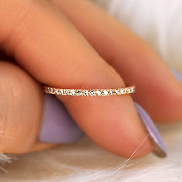 14kt Matching Band to Heidi/ Hillary French Pave Diamond HALFWAY Eternity Ring,Pave Diamond Band,Diamond Ring,Anniversary Ring,Stacking Ring