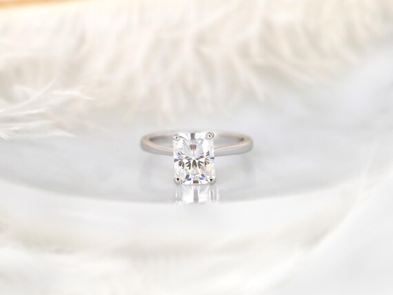 SALE 2.70ct Ready to Ship Skinny Nancy 9x7mm 14kt ROSE Gold FB Moissanite Radiant Solitaire Ring,Radiant Engagement Ring,Anniversary Ring