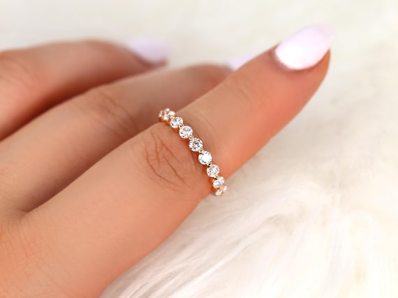 Original Naomi 14kt Diamond HALFWAY Eternity Ring,Single Prong Ring,Stacking Ring,Dainty Ring,Diamond Wedding Ring,Diamond Eternity Band
